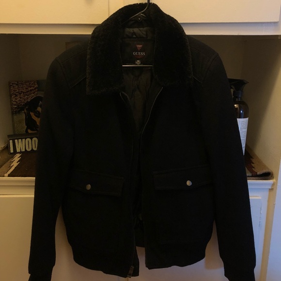 guess fur jacket mens